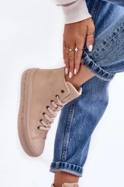 Damskie Trampki Na Suwak Ocieplane Beżowe Big Star MM274022