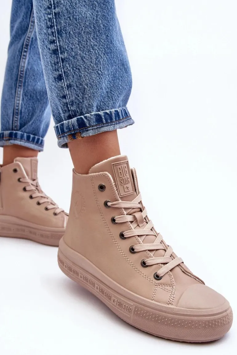 Damskie Trampki Na Suwak Ocieplane Beżowe Big Star MM274022