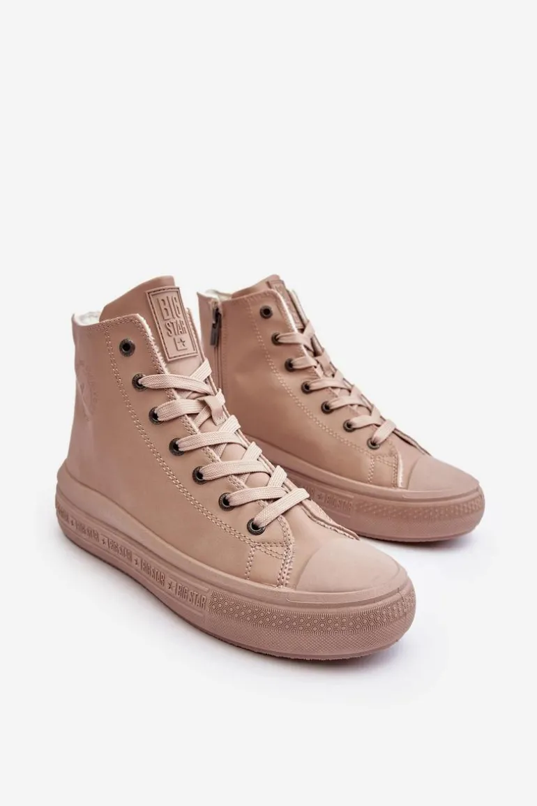 Damskie Trampki Na Suwak Ocieplane Beżowe Big Star MM274022