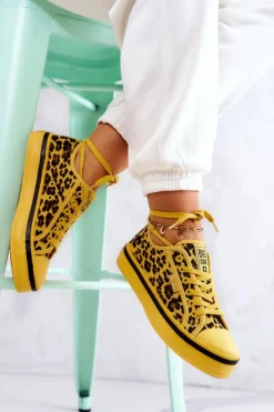 Damskie Trampki Pantera BIG STAR JJ274616 Żółte