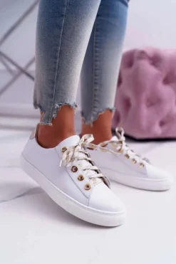 Damskie Trampki Skórzane Białe Viss