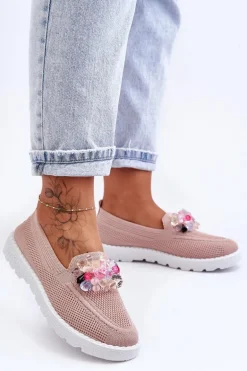 Damskie Trampki Tenisówki Wsuwane Z Ozdobą Różowe Taylor