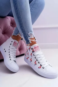Damskie Trampki Wysokie Flamingi Big Star Białe DD274660