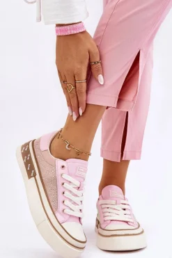 Damskie Trampki Z Dżetami GOE LL2N4057 Różowe