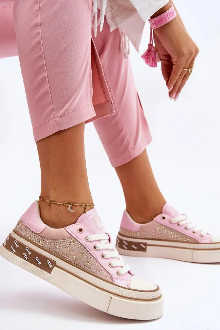 Damskie Trampki Z Dżetami GOE LL2N4057 Różowe