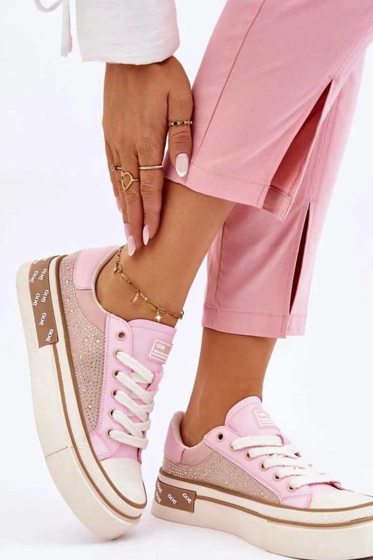 Damskie Trampki Z Dżetami GOE LL2N4057 Różowe