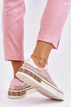 Damskie Trampki Z Dżetami GOE LL2N4057 Różowe
