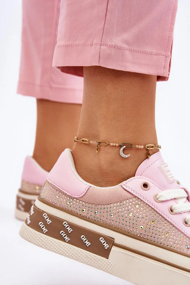 Damskie Trampki Z Dżetami GOE LL2N4057 Różowe