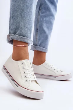 Damskie Trampki Z Eko Skóry Białe Lirean