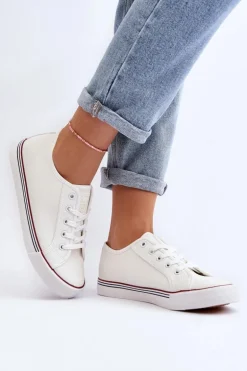 Damskie Trampki Z Eko Skóry Białe Lirean