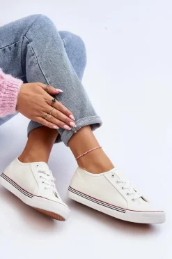 Damskie Trampki Z Eko Skóry Białe Lirean