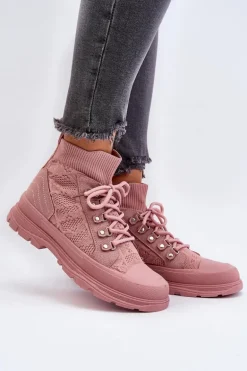 Damskie Trampki Z Elastyczną Cholewką Różowe Kalyne