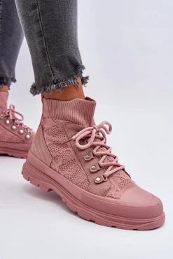 Damskie Trampki Z Elastyczną Cholewką Różowe Kalyne