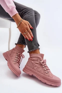 Damskie Trampki Z Elastyczną Cholewką Różowe Kalyne