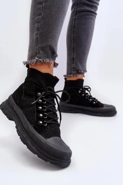 Damskie Trampki Z Elastyczną Cholewką Czarne Kalyne