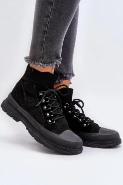 Damskie Trampki Z Elastyczną Cholewką Czarne Kalyne