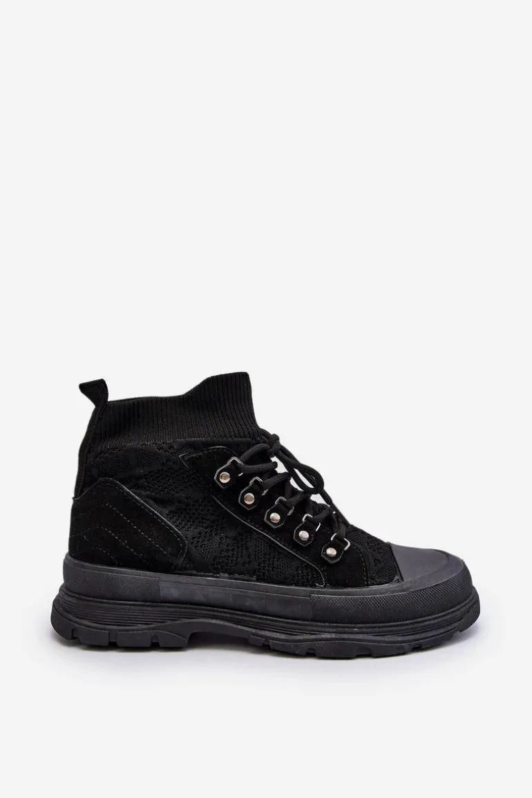 Damskie Trampki Z Elastyczną Cholewką Czarne Kalyne