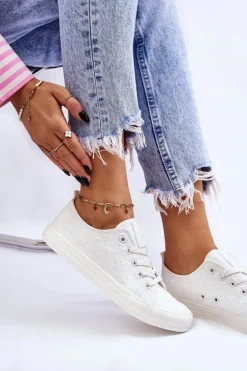 Damskie Trampki Z Haftem Big Star LL274223 Białe