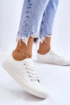 Damskie Trampki Z Haftem Big Star LL274223 Białe