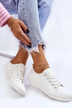 Damskie Trampki Z Haftem Big Star LL274223 Białe