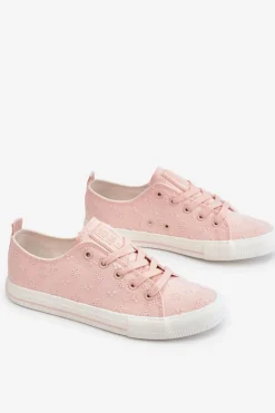 Damskie Trampki Z Haftem Big Star LL274224 Różowe