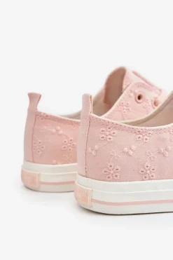 Damskie Trampki Z Haftem Big Star LL274224 Różowe