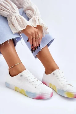 Damskie Trampki Z Kolorową Platformą Big Star LL274237 Białe