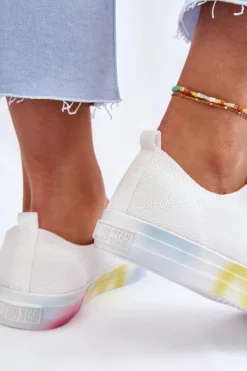 Damskie Trampki Z Kolorową Platformą Big Star LL274237 Białe