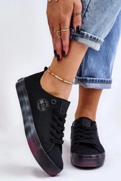 Damskie Trampki Z Kolorową Platformą Big Star LL274239 Czarne