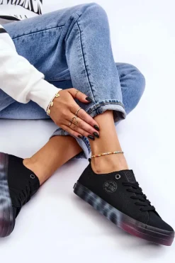 Damskie Trampki Z Kolorową Platformą Big Star LL274239 Czarne