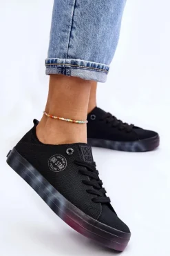 Damskie Trampki Z Kolorową Platformą Big Star LL274239 Czarne