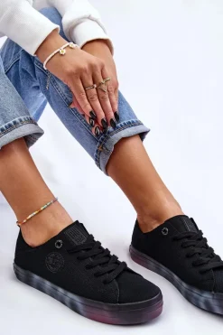 Damskie Trampki Z Kolorową Platformą Big Star LL274239 Czarne