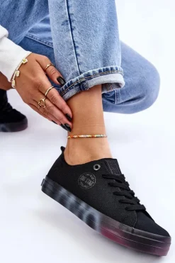 Damskie Trampki Z Kolorową Platformą Big Star LL274239 Czarne