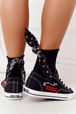 Damskie Trampki Z Napisem BIG STAR FF274082 Czarne