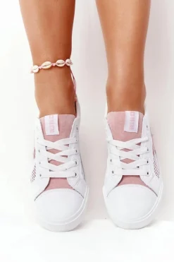 Damskie Trampki Z Siateczką Big Star DD274688 Biało-Różowe