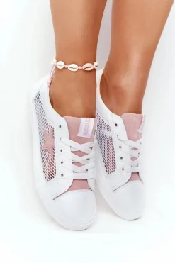 Damskie Trampki Z Siateczką Big Star DD274688 Biało-Różowe