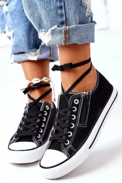 Damskie Trampki Z Suwakiem Czarne Malani