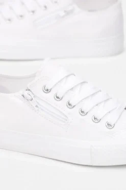 Damskie Trampki Z Suwakiem Białe Malani