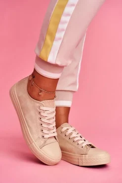 Damskie Trampki Zamszowe Beżowe El Paso