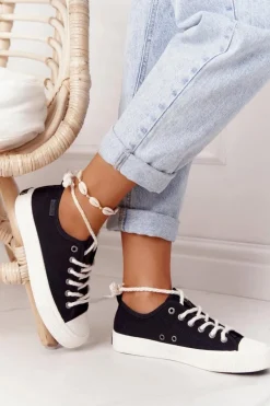 Damskie Trampki Ze Sznurkiem BIG STAR FF274184 Czarne