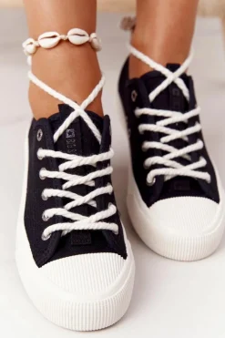 Damskie Trampki Ze Sznurkiem BIG STAR FF274184 Czarne