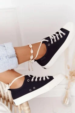Damskie Trampki Ze Sznurkiem BIG STAR FF274184 Czarne
