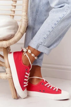 Damskie Trampki Ze Sznurkiem BIG STAR FF274185 Czerwone