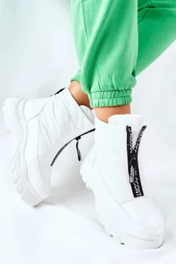 Damskie Trapery Botki Białe Echowen