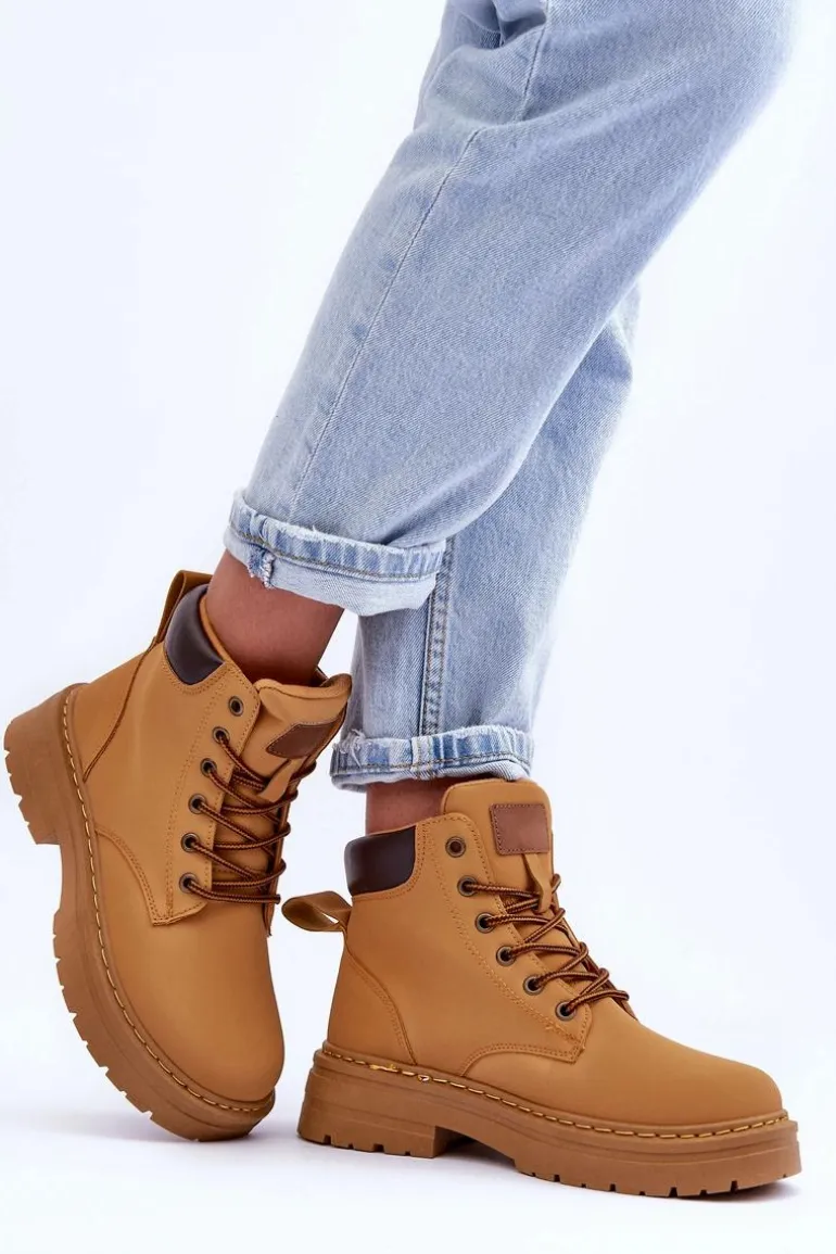 Damskie Trapery Botki Ocieplane Brązowe Corbin