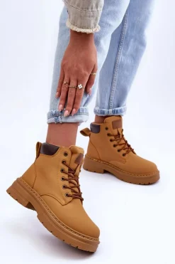 Damskie Trapery Botki Ocieplane Brązowe Corbin