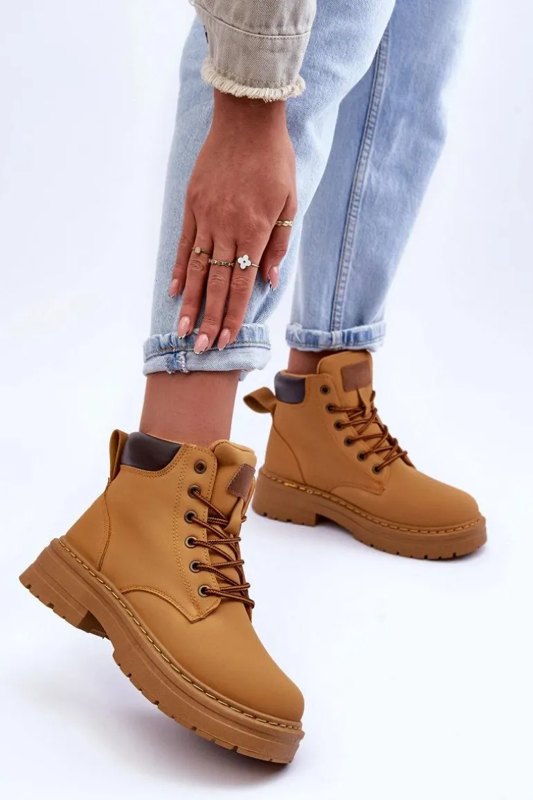 Damskie Trapery Botki Ocieplane Brązowe Corbin