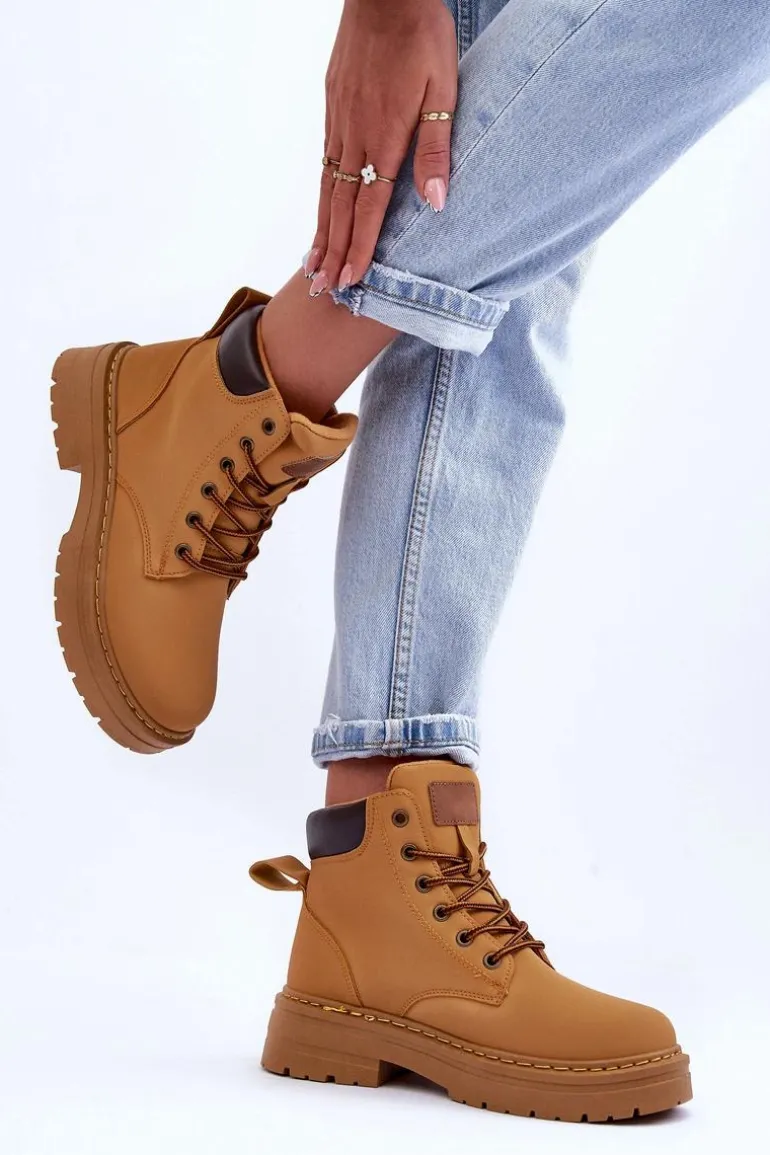 Damskie Trapery Botki Ocieplane Brązowe Corbin