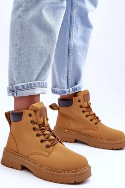 Damskie Trapery Botki Ocieplane Brązowe Corbin