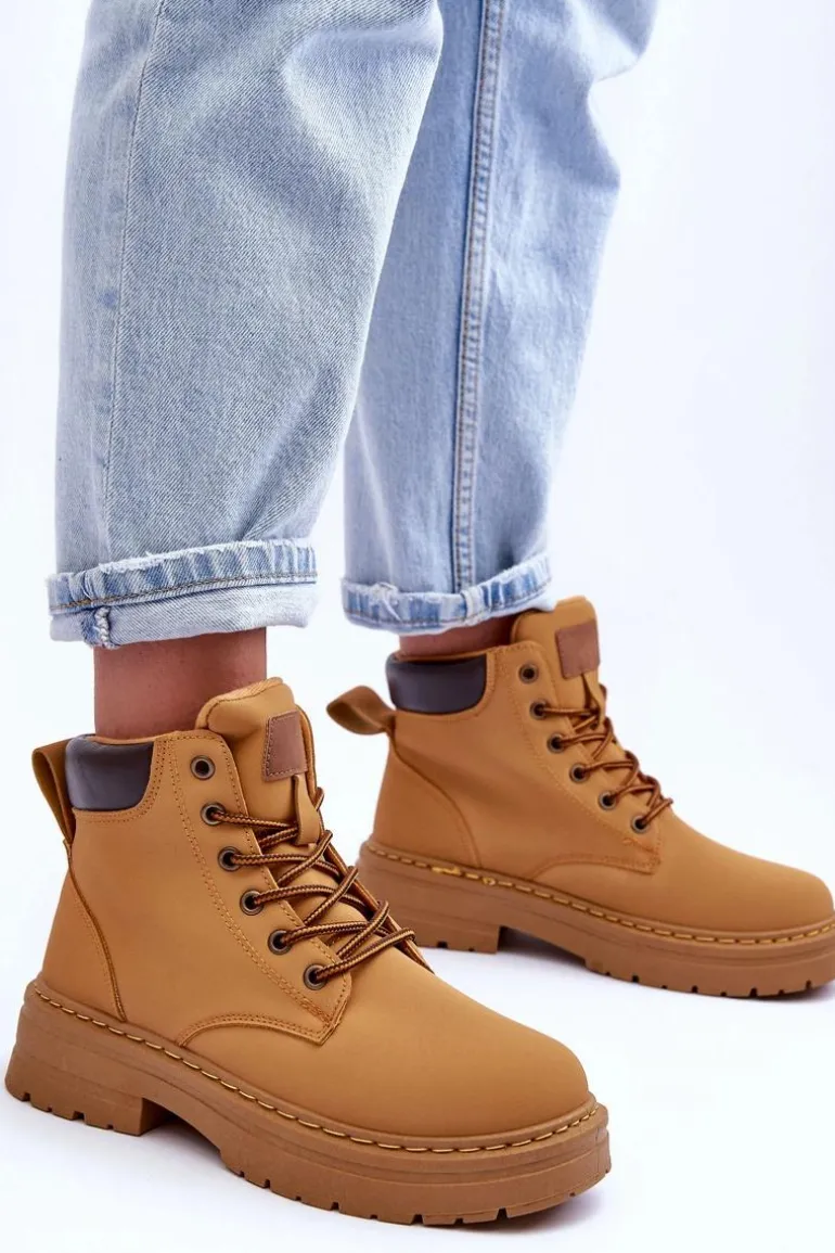 Damskie Trapery Botki Ocieplane Brązowe Corbin